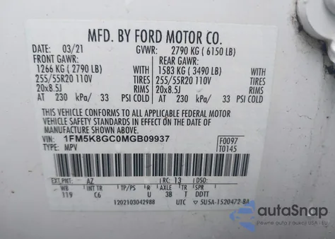 2021 Ford Explorer St from USA, damaged, VIN 1FM5K8GC0MGB09937